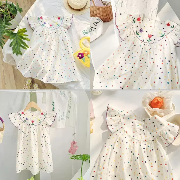 Simplee kids Baby Girls Casual Dress Toddler Smocking Dress Floral Print Sundress for Spring Summer 1-6 Years