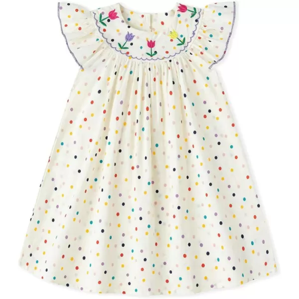 Simplee kids Baby Girls Casual Dress Toddler Smocking Dress Floral Print Sundress for Spring Summer 1-6 Years