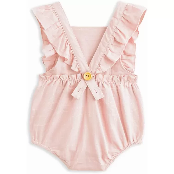 Simplee kids Baby Girls Handmade Cotton Linen Romper Sleeveless Newborn Infant Baby One-Piece Jumpsuit Pink 12-18 Months