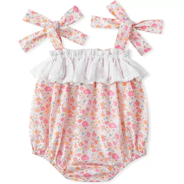 Simplee kids Baby Girls Summer Romper Onesie Infant Newborn Floral Ruffled Sleeveless Bodysuit for 3Month-2Years