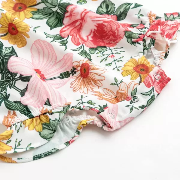 Simplee kids Baby Girls Summer Romper Onesie Infant Newborn Floral Ruffled Sleeveless Bodysuit for 3Month-2Years