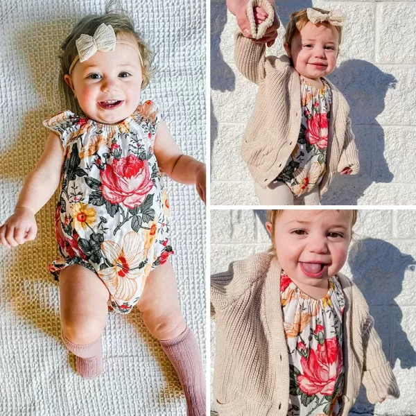 Simplee kids Baby Girls Summer Romper Onesie Infant Newborn Floral Ruffled Sleeveless Bodysuit for 3Month-2Years