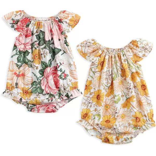 Simplee kids Baby Girls Summer Romper Onesie Infant Newborn Floral Ruffled Sleeveless Bodysuit for 3Month-2Years