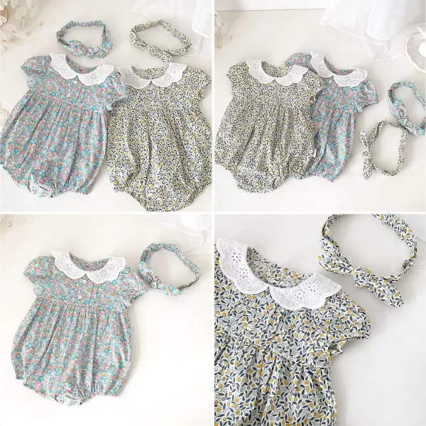 Simplee kids Baby Girls Vintage Floral Romper Dress Infant Sleeveless One-Piece Jumpsuit Clothes for 6-24 Months