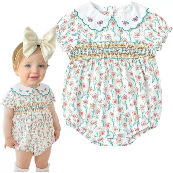 Simplee kids Baby Girls Vintage Floral Romper Dress Infant Sleeveless One-Piece Jumpsuit Clothes for 6-24 Months