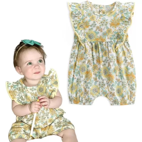 Simplee kids Baby Girls Vintage Floral Romper Dress Infant Sleeveless One-Piece Jumpsuit Clothes for 6-24 Months
