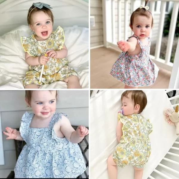 Simplee kids Baby Girls Vintage Floral Romper Dress Infant Sleeveless One-Piece Jumpsuit Clothes for 6-24 Months