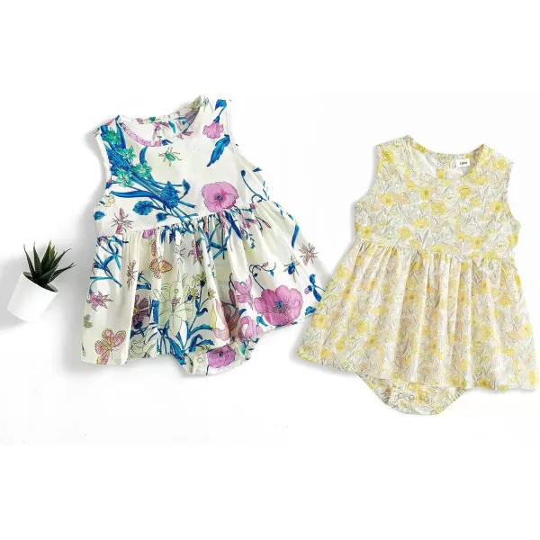 Simplee kids Baby Girls Vintage Floral Romper Dress Infant Sleeveless One-Piece Jumpsuit Clothes for 6-24 Months