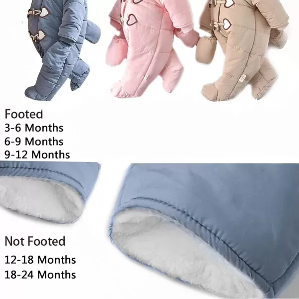 Simplee kids Baby Infant Boys Girls Snowsuit Winter Hooded Footed Warm Jumpsuit Outerwear with Gloves for 3-24 Months