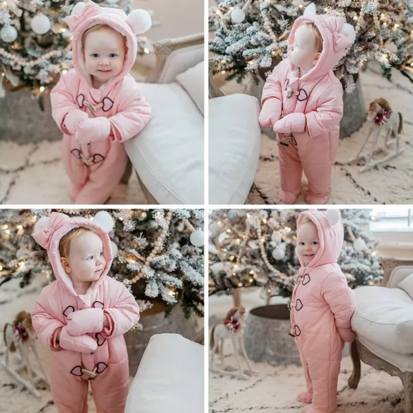 Simplee kids Baby Infant Boys Girls Snowsuit Winter Hooded Footed Warm Jumpsuit Outerwear with Gloves for 3-24 Months