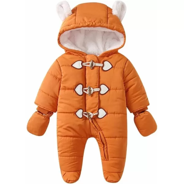 Simplee kids Baby Infant Boys Girls Snowsuit Winter Hooded Footed Warm Jumpsuit Outerwear with Gloves for 3-24 Months