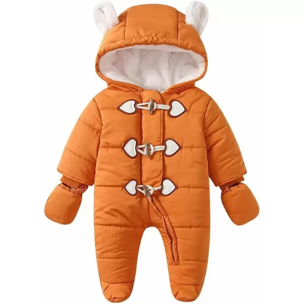 Simplee kids Baby Infant Boys Girls Snowsuit Winter Hooded Footed Warm Jumpsuit Outerwear with Gloves for 3-24 Months