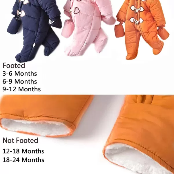 Simplee kids Baby Infant Boys Girls Snowsuit Winter Hooded Footed Warm Jumpsuit Outerwear with Gloves for 3-24 Months