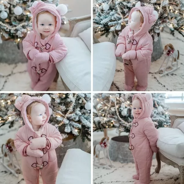 Simplee kids Baby Infant Boys Girls Snowsuit Winter Hooded Footed Warm Jumpsuit Outerwear with Gloves for 3-24 Months