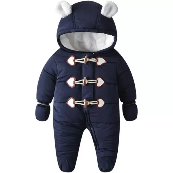Simplee kids Baby Infant Boys Girls Snowsuit Winter Hooded Footed Warm Jumpsuit Outerwear with Gloves for 3-24 Months