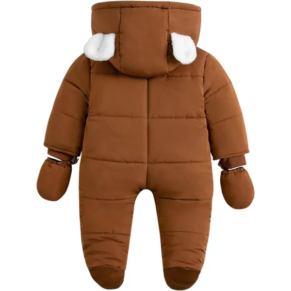 Simplee kids Baby Infant Boys Girls Snowsuit Winter Hooded Footed Warm Jumpsuit Outerwear with Gloves for 3-24 Months