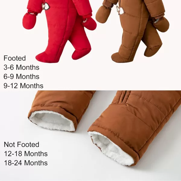 Simplee kids Baby Infant Boys Girls Snowsuit Winter Hooded Footed Warm Jumpsuit Outerwear with Gloves for 3-24 Months
