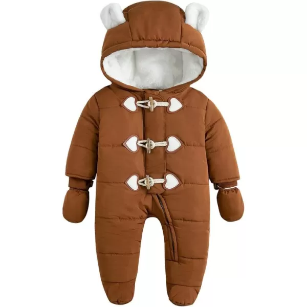 Simplee kids Baby Infant Boys Girls Snowsuit Winter Hooded Footed Warm Jumpsuit Outerwear with Gloves for 3-24 Months
