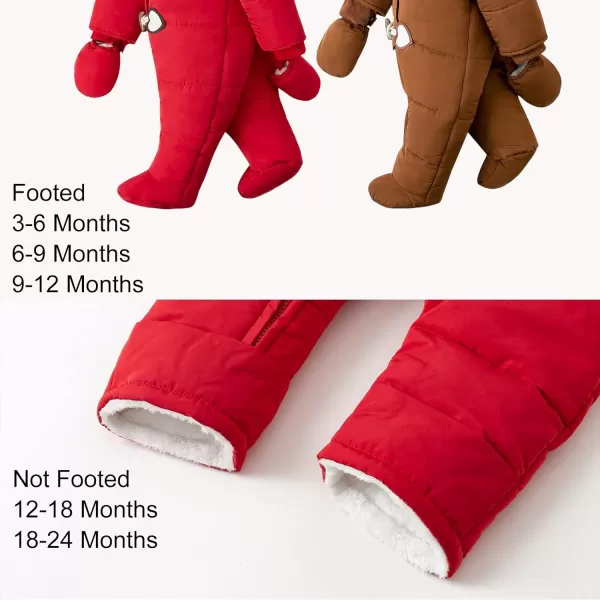 Simplee kids Baby Infant Boys Girls Snowsuit Winter Hooded Footed Warm Jumpsuit Outerwear with Gloves for 3-24 Months