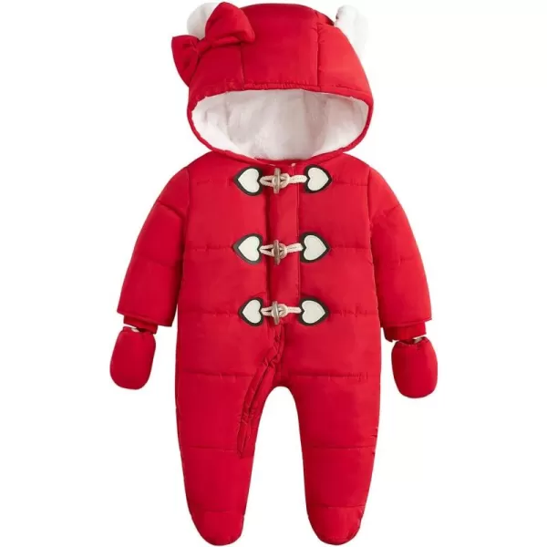 Simplee kids Baby Infant Boys Girls Snowsuit Winter Hooded Footed Warm Jumpsuit Outerwear with Gloves for 3-24 Months
