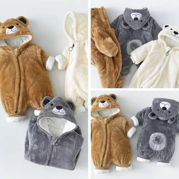 Simplee kids Baby Infant Boys Girls Snowsuit Winter Hooded Footed Warm Jumpsuit Outerwear with Gloves for 3-24 Months