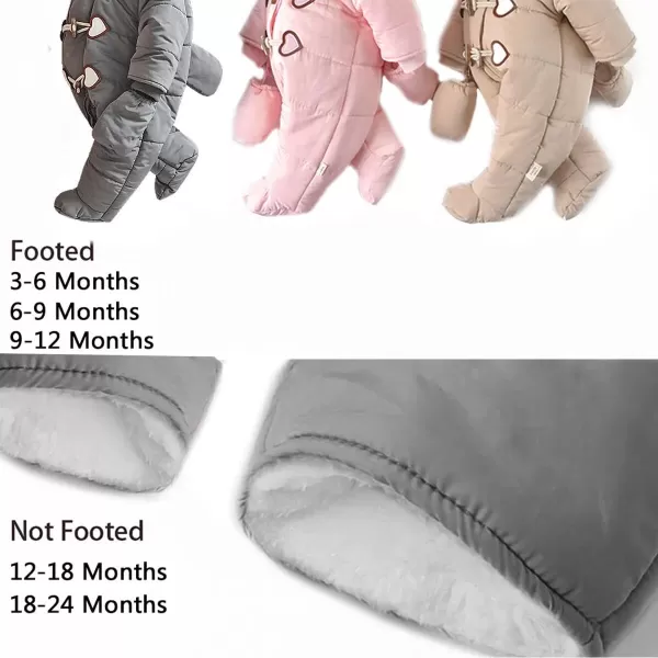 Simplee kids Baby Infant Boys Girls Snowsuit Winter Hooded Footed Warm Jumpsuit Outerwear with Gloves for 3-24 Months