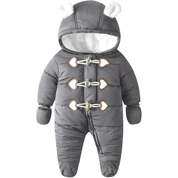 Simplee kids Baby Infant Boys Girls Snowsuit Winter Hooded Footed Warm Jumpsuit Outerwear with Gloves for 3-24 Months