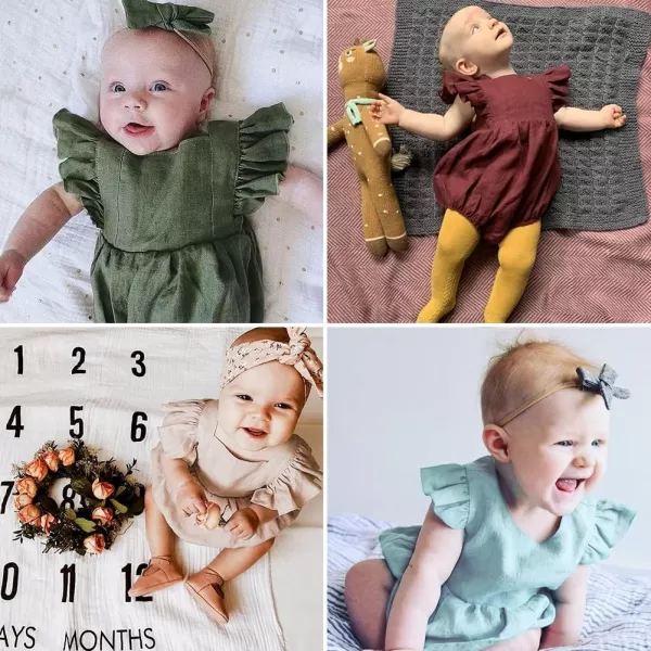 Simplee kids Baby Onesies Unisex Cotton Linen Handmade Romper Jumpsuit Solid Color Long Sleeve Jumpsuit