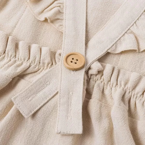 Simplee kids Baby Onesies Unisex Cotton Linen Handmade Romper Jumpsuit Solid Color Long Sleeve Jumpsuit