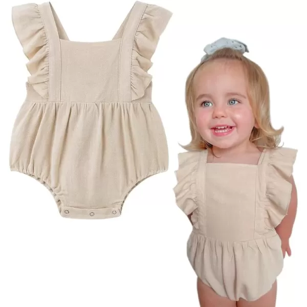 Simplee kids Baby Onesies Unisex Cotton Linen Handmade Romper Jumpsuit Solid Color Long Sleeve Jumpsuit