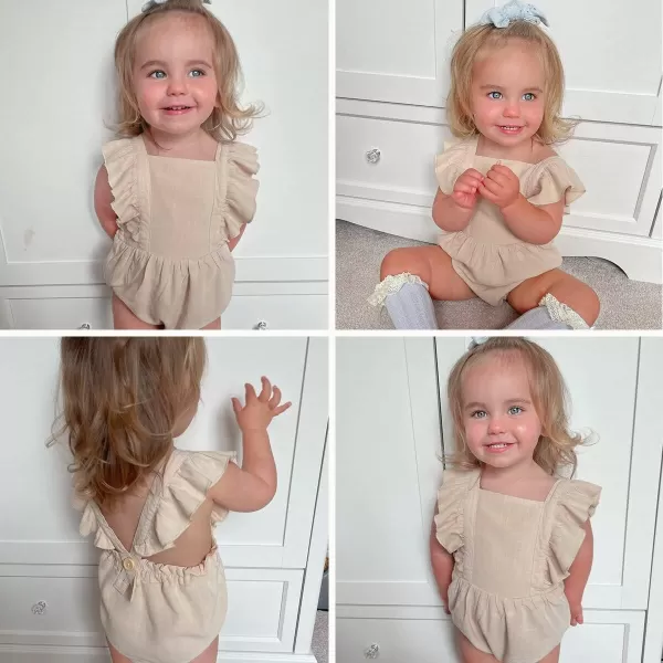 Simplee kids Baby Onesies Unisex Cotton Linen Handmade Romper Jumpsuit Solid Color Long Sleeve Jumpsuit