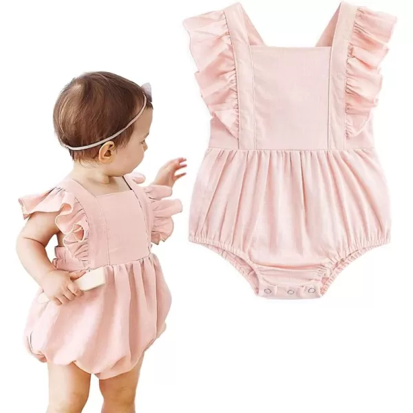 Simplee kids Baby Onesies Unisex Cotton Linen Handmade Romper Jumpsuit Solid Color Long Sleeve Jumpsuit