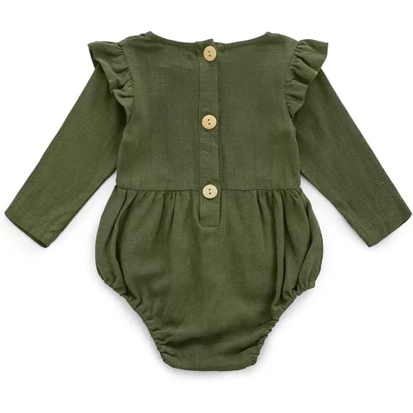 Simplee kids Baby Onesies Unisex Cotton Linen Handmade Romper Jumpsuit Solid Color Long Sleeve Jumpsuit