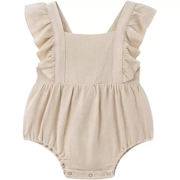 Simplee kids Baby Onesies Unisex Cotton Linen Handmade Romper Jumpsuit Solid Color Long Sleeve Jumpsuit