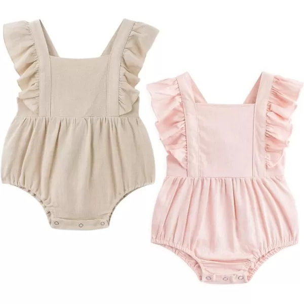 Simplee kids Baby Onesies Unisex Cotton Linen Handmade Romper Jumpsuit Solid Color Long Sleeve Jumpsuit