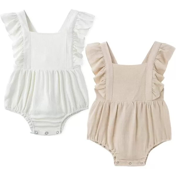 Simplee kids Baby Onesies Unisex Cotton Linen Handmade Romper Jumpsuit Solid Color Long Sleeve Jumpsuit
