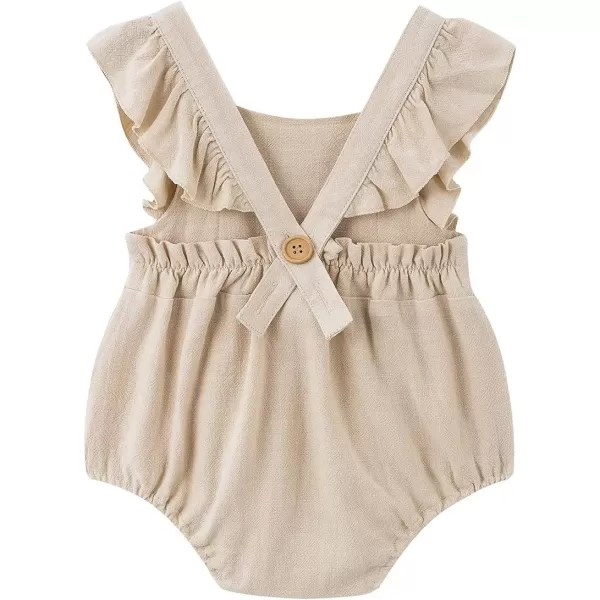 Simplee kids Baby Onesies Unisex Cotton Linen Handmade Romper Jumpsuit Solid Color Long Sleeve Jumpsuit