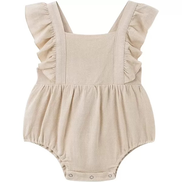 Simplee kids Baby Onesies Unisex Cotton Linen Handmade Romper Jumpsuit Solid Color Long Sleeve Jumpsuit