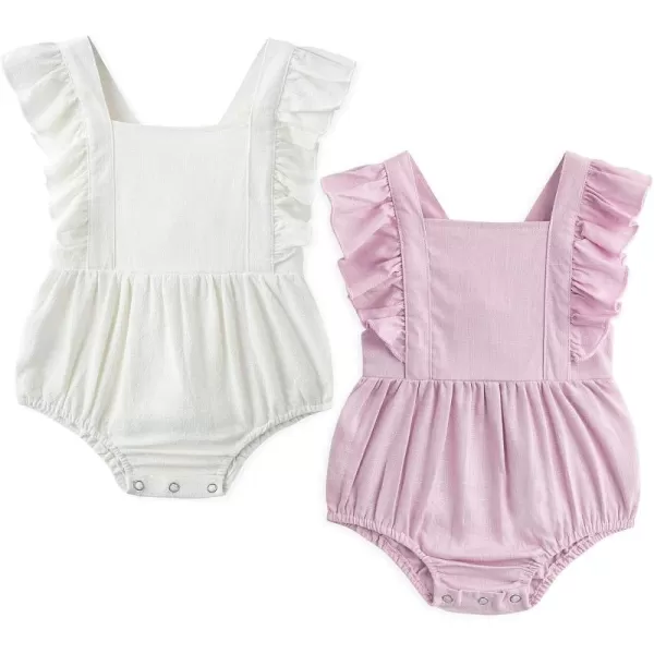 Simplee kids Baby Onesies Unisex Cotton Linen Handmade Romper Jumpsuit Solid Color Long Sleeve Jumpsuit