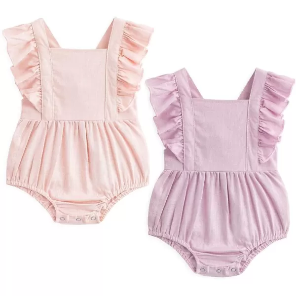 Simplee kids Baby Onesies Unisex Cotton Linen Handmade Romper Jumpsuit Solid Color Long Sleeve Jumpsuit