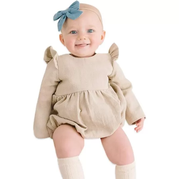 Simplee kids Baby Onesies Unisex Cotton Linen Handmade Romper Jumpsuit Solid Color Long Sleeve Jumpsuit