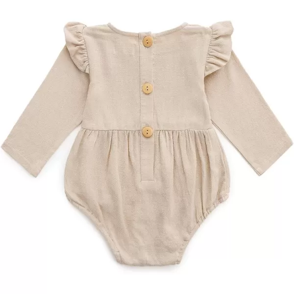 Simplee kids Baby Onesies Unisex Cotton Linen Handmade Romper Jumpsuit Solid Color Long Sleeve Jumpsuit