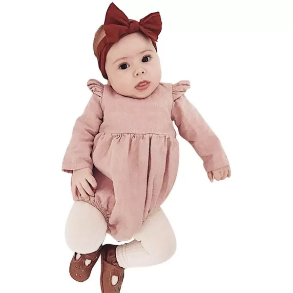 Simplee kids Baby Onesies Unisex Cotton Linen Handmade Romper Jumpsuit Solid Color Long Sleeve Jumpsuit