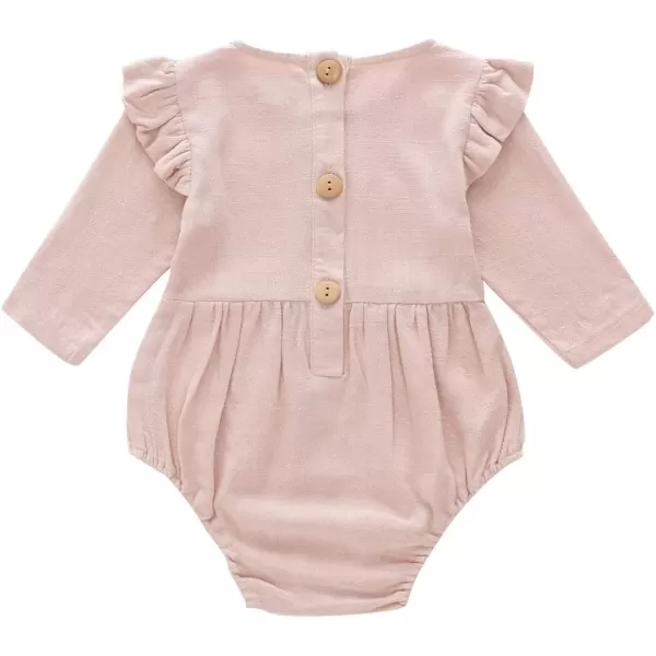 Simplee kids Baby Onesies Unisex Cotton Linen Handmade Romper Jumpsuit Solid Color Long Sleeve Jumpsuit