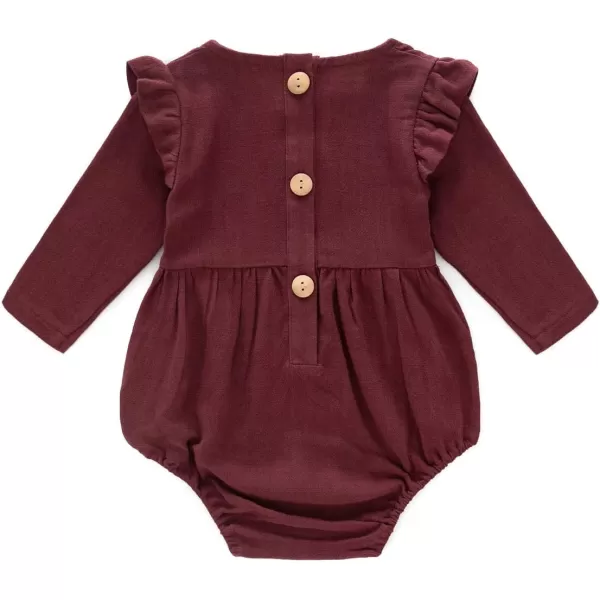 Simplee kids Baby Onesies Unisex Cotton Linen Handmade Romper Jumpsuit Solid Color Long Sleeve Jumpsuit