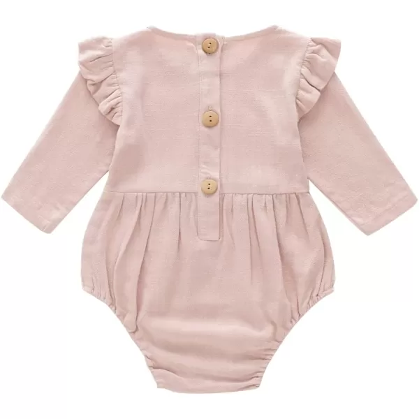 Simplee kids Baby Onesies Unisex Cotton Linen Handmade Romper Jumpsuit Solid Color Long Sleeve Jumpsuit