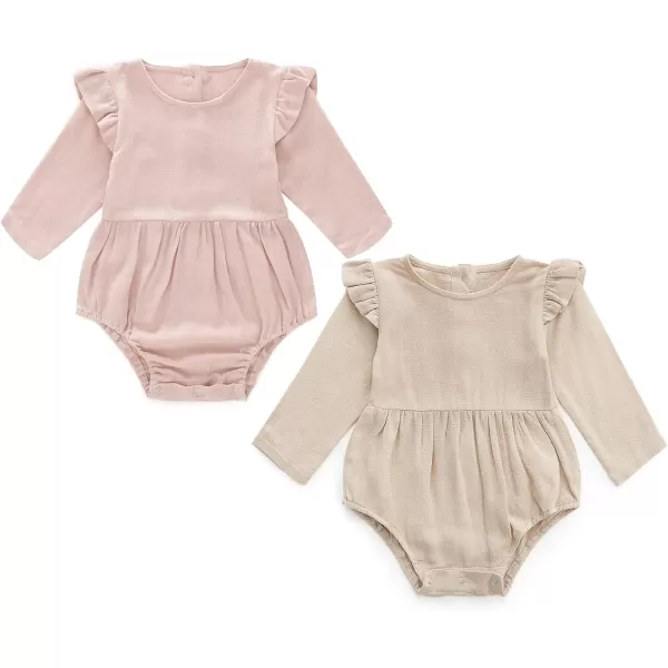 Simplee kids Baby Onesies Unisex Cotton Linen Handmade Romper Jumpsuit Solid Color Long Sleeve Jumpsuit