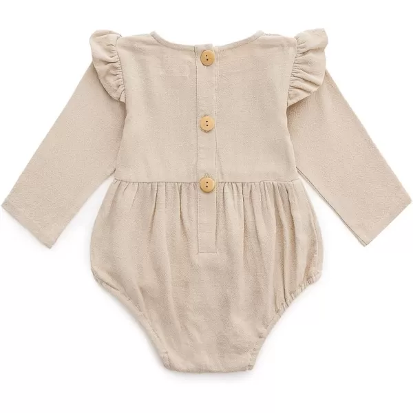 Simplee kids Baby Onesies Unisex Cotton Linen Handmade Romper Jumpsuit Solid Color Long Sleeve Jumpsuit