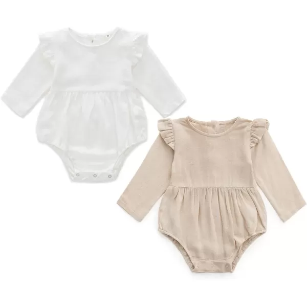 Simplee kids Baby Onesies Unisex Cotton Linen Handmade Romper Jumpsuit Solid Color Long Sleeve Jumpsuit