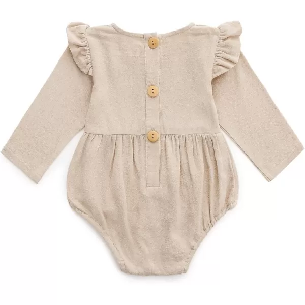 Simplee kids Baby Onesies Unisex Cotton Linen Handmade Romper Jumpsuit Solid Color Long Sleeve Jumpsuit